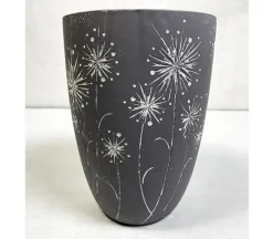 Cement Vase Pot – Gray Dandelions