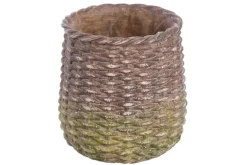 10.5″ Cement Wicker-Pattern Planter, Rustic