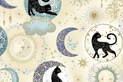 Charmed Twilight Cats and Moons on Blue