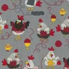 Chickens Knitting Allover On Grey