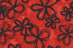 Claret Batks Etched Petals Cream on Red