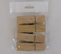 Clothespins – 4 Count – Natural – 2.75-inch