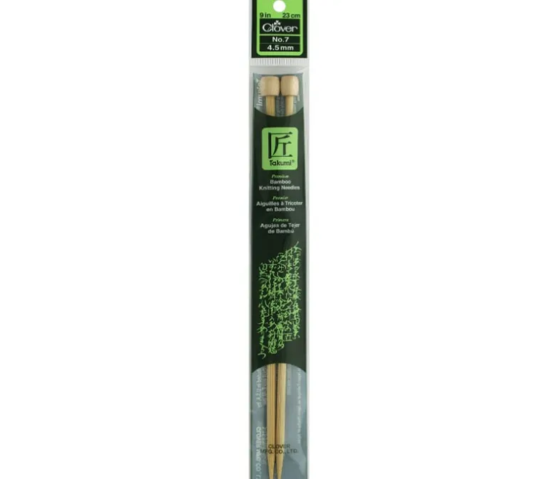 Clover Bamboo Knitting Needle – Single Point – 9-inch – Size 7