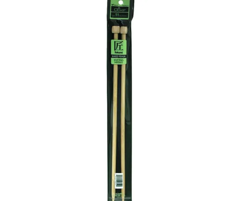 Clover Bamboo Knitting Needle – Single Point – 14-inch – Size 11