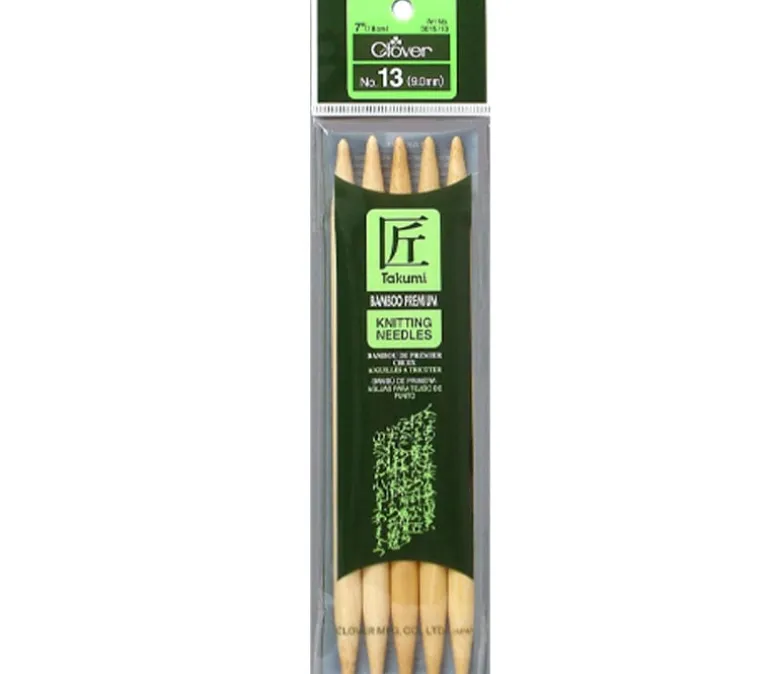 Clover Bamboo Knitting Needle – Double Point – 5 Piece – 7-inch – Size 13