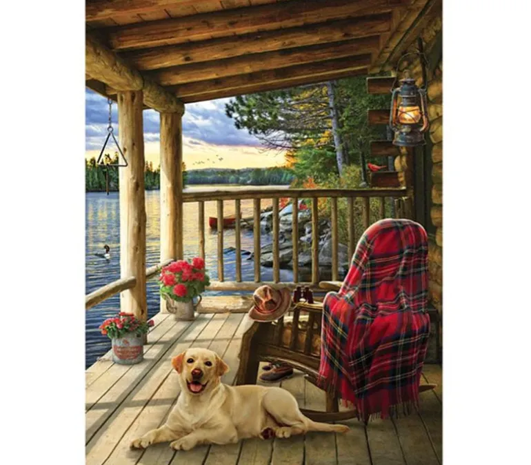 Cobble Hill Puzzle Tray Lake Cabin Labrador – 35 Piece