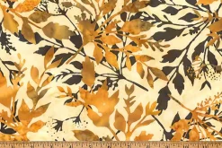 Coffee Shop Batiks Beach Leaves on Woody Brown