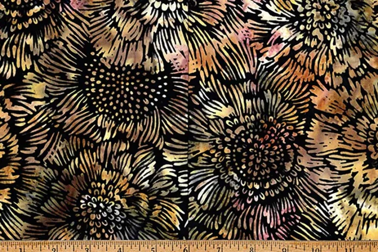 Coffee Shop Batiks Beach Leaves on Woody Brown