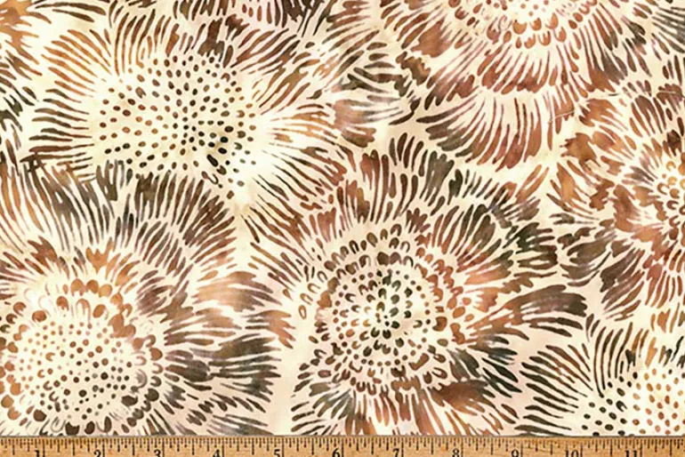 Coffee Shop Batiks Beach Leaves on Woody Brown