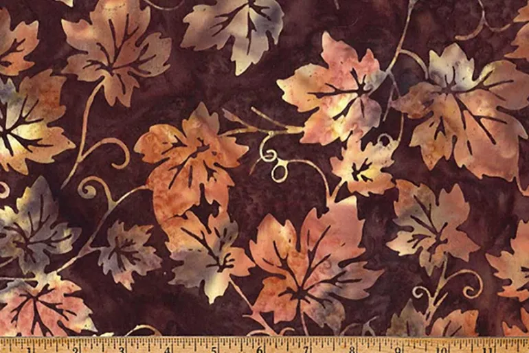 Coffee Shop Batiks Beach Leaves on Woody Brown