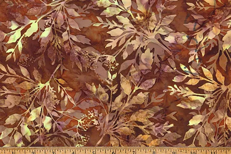 Coffee Shop Batiks Beach Leaves on Woody Brown