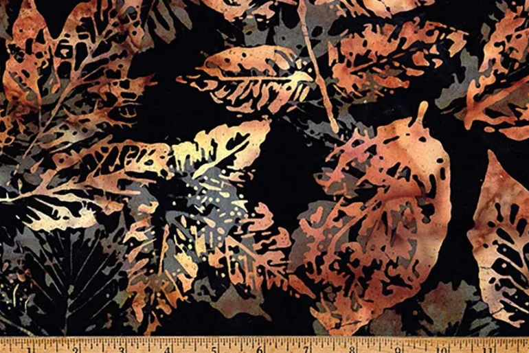 Coffee Shop Batiks Beach Leaves on Woody Brown