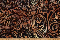 Coffee Shop Batiks Beech Leaves on Havana Brown