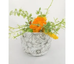 Concrete Pot – Flower Design