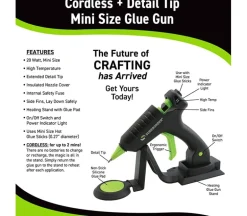 Cordless/Corded High Temperature Mini Hot Glue Gun With Detail Tip – 20 Watt (Cl-195F)