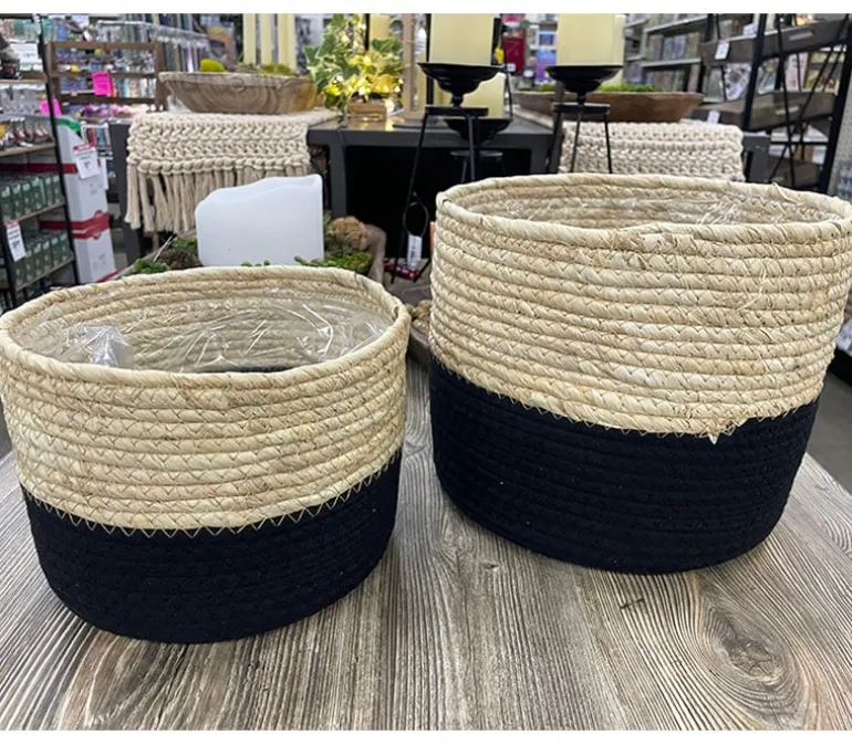 Corn and Black Cotton Rope Basket – Small