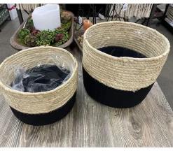 Corn and Black Cotton Rope Basket – Small