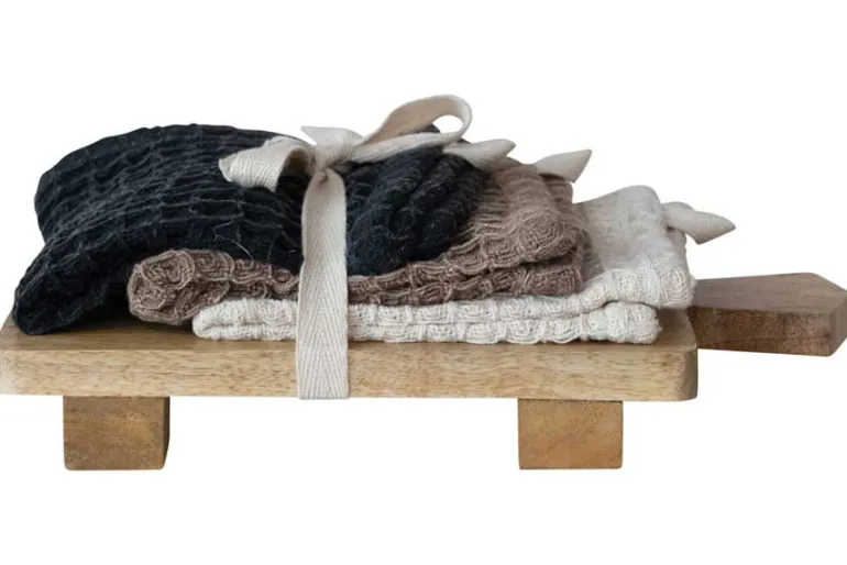 Cotton Waffle-Weave Dish Cloths with Mini Cutting Board, 4pc. Set