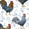 Country Blue Rooster Toss on Gray
