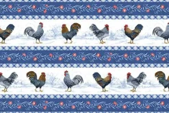 Country Blue Rooster Toss on Gray