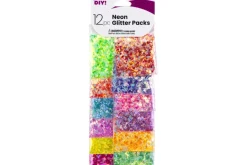 CousinDIY Glitter & Shapes 2g 12/Pkg-Neon Multi-Colored