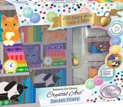 Crystal Art Diamond Painting Secret Diary Kit – Rainbow Cat Library