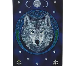 Crystal Art Diamond Painting Notebook Kit – Lunar Wolf