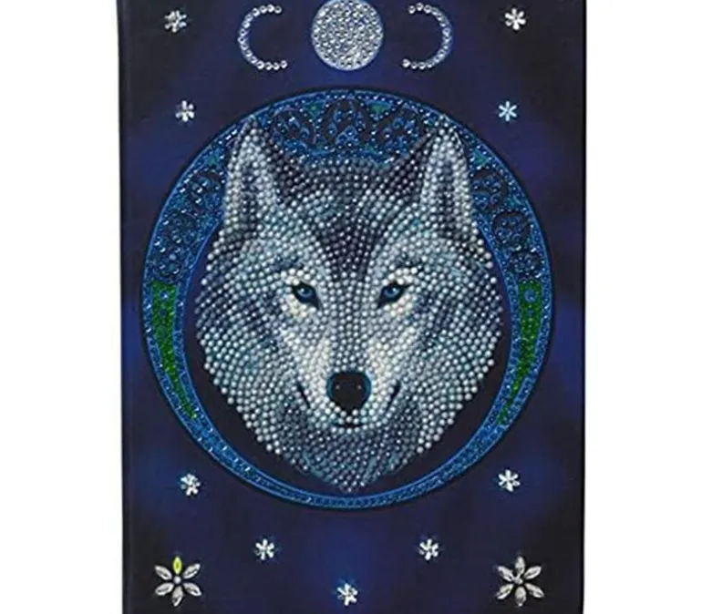 Crystal Art Diamond Painting Notebook Kit – Lunar Wolf