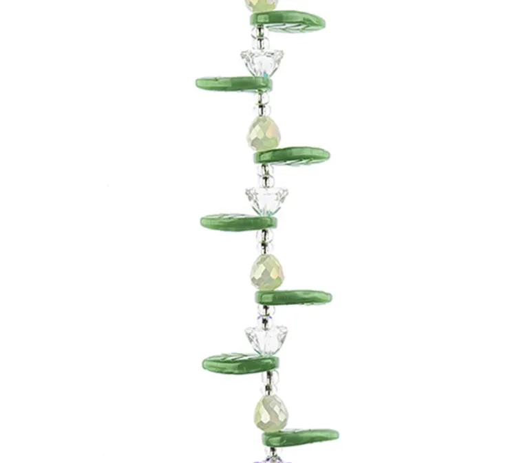 Crystal Lane DIY Flower 7-inch Bead Strand DIY Flower Green/White- Leaf Lotus Pear