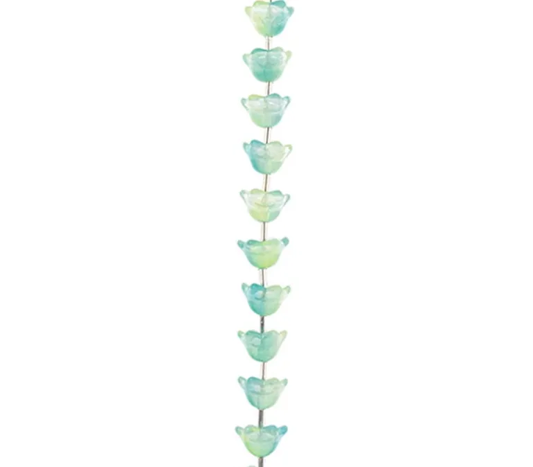 Crystal Lane DIY Flower 7-inch Bead Mix Bead Strands DIY Flower Green & Blue- Mix