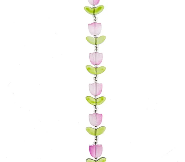 Crystal Lane DIY Flower 7-inch Bead Strand Tulip Purple 14x16mm- 9pcs