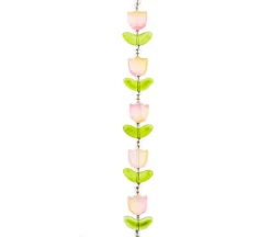 Crystal Lane DIY Flower 7-inch Bead Strand Tulip Yellow Pink Mix 14x16mm- 9pcs