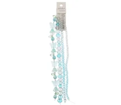 Crystal Lane DIY Flower 7-inch Bead Mix Bead Strands Aqua Facetted Rondelles Tulips Butterflies