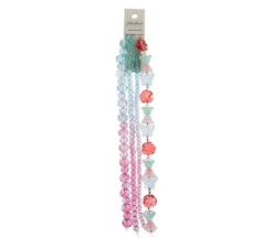 Crystal Lane DIY Flower 7-inch Bead Mix Bead Strands Teal to Pink Ombre Faceted Rondelle Roses and BellFlowers