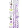 Crystal Lane DIY Flower 7-inch Bead Mix Bead Strands Smokey Purple Pears Butterflies Tulips