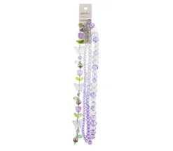 Crystal Lane DIY Flower 7-inch Bead Mix Bead Strands Smokey Purple Pears Butterflies Tulips