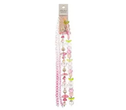 Crystal Lane DIY Flower 7-inch Bead Mix Bead Strands Tulip Pink Butterflies Roundelle Pink