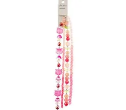 Crystal Lane DIY Flower 7-inch Bead Mix Bead Strands Tulip Pink Cat Head Red Round Bead Pink