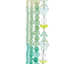 Crystal Lane DIY Flower 7-inch Bead Mix Bead Strands Green/Stardust-Tulip Butterflies Round Beads