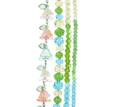 Crystal Lane DIY Flower 7-inch Bead Mix Bead Strands  Pink/Yellow/Teal/Green- Mix Flowers Round Beads