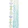 Crystal Lane DIY Flower 7-inch Bead Mix Bead Strands Ombre Teal- Tulip Roses Butterflies Rondelles