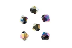 Crystal Lane 7-inch Strands 6mm Bicone Opaque Dark Sapphire with Half Multi Color Iris