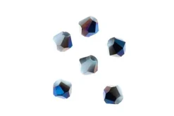 Crystal Lane 7-inch Strands 6mm Bicone Opaque Dark Sapphire with Half Multi Color Iris