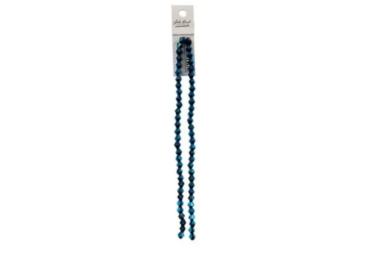 Crystal Lane 7-inch Strands 6mm Bicone Opaque Light Blue with Half Blue Iris