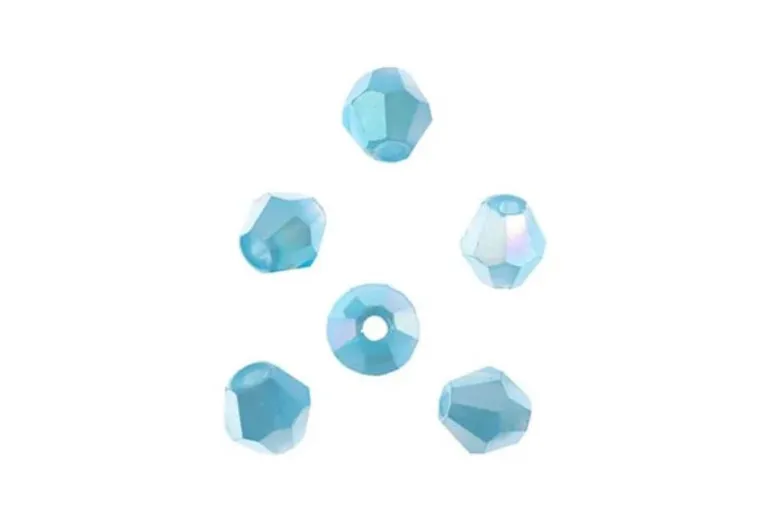 Crystal Lane 7-inch Strands 6mm Bicone Opaque Blue AB