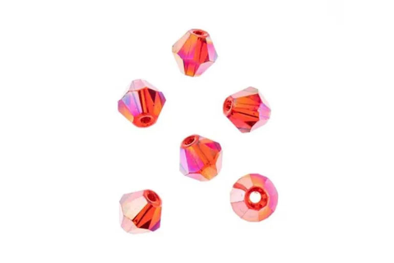 Crystal Lane 7-inch Strands 6mm Bicone Transparent Red AB