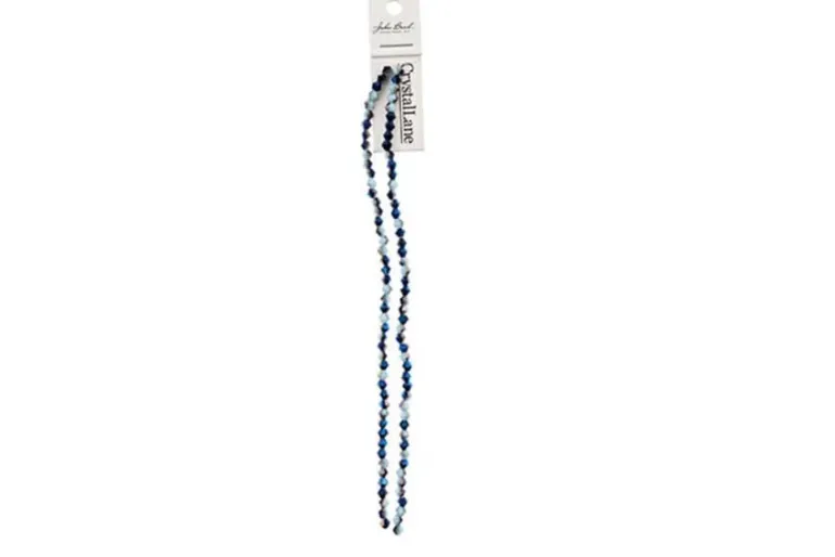 Crystal Lane 7-inch Strands 4mm Bicone Opaque Dark Sapphire with Half Multi Color Iris