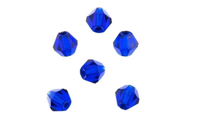 Crystal Lane 7-inch Strands 4mm Bicone Opaque Dark Sapphire with Half Multi Color Iris