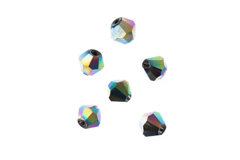 Crystal Lane 7-inch Strands 4mm Bicone Opaque Dark Sapphire with Half Multi Color Iris