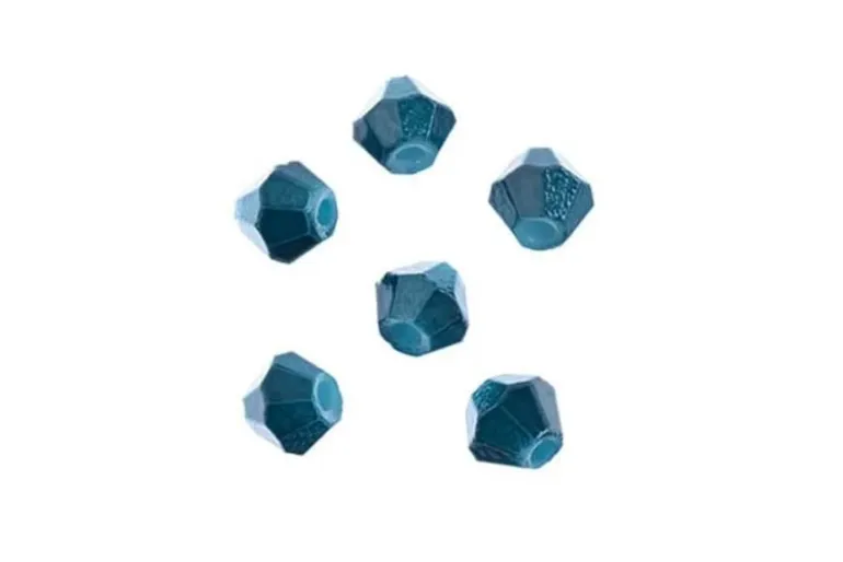 Crystal Lane 7-inch Strands 4mm Bicone Opaque Blue with Half Champagne Luster